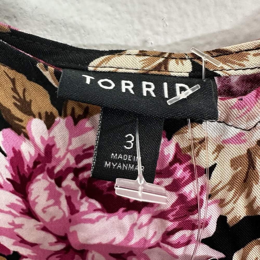 Torrid New Essential Cami Black Purple Womens 3 Floral Rayon Tank‎ Camisole 3X - Picture 3 of 9